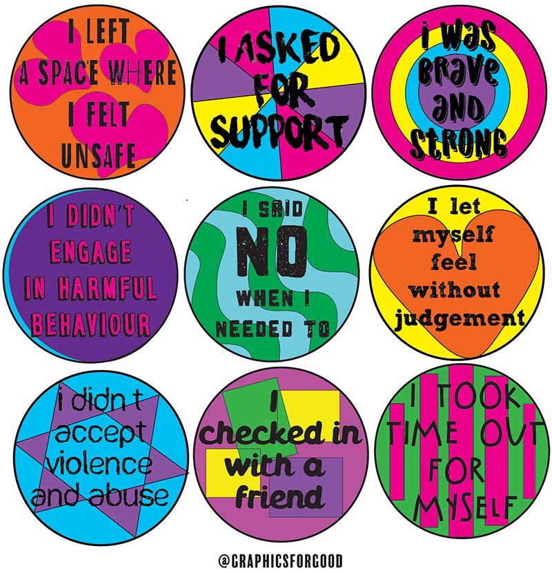 Various colour badges