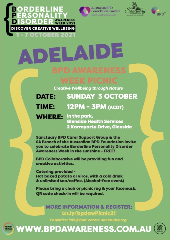 Adelaide BPD Awareness Week Picnic Flyer