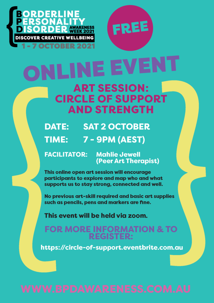 Circle of support and strength art session flyer