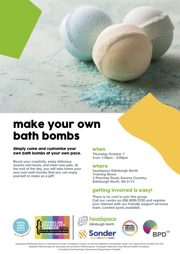 Headspace Edinburgh North Flyer for Make your own bath bombs